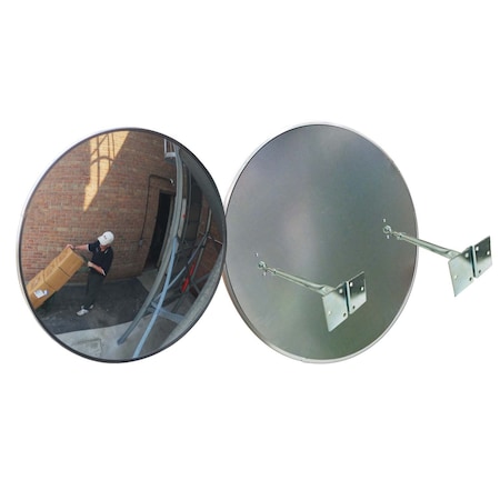 Se-Kure Convex Safety Mirror, Acrylic, 30", Galvanized Steel, Circular, 160 Degrees Viewing Angle DCVO-30T-GB
